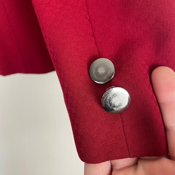Allen by A.B.S. Women Red Blazer Jacket Sz 6 Retro Preppy Holiday Career Office - Picture 5 of 7